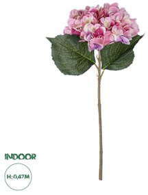 GloboStar® Artificial Garden PINK HYDRANGEA BRANCH 21140 Τεχνητό Διακοσμητικό Κλαδί έντονο ΡοζΟρτανσίας Y47cm