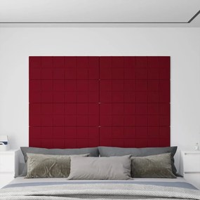 Πάνελ Τοίχου 12 τεμ. μπορντό 90 x 30 εκ. 3,24 μ² Βελούδινα - Κόκκινο