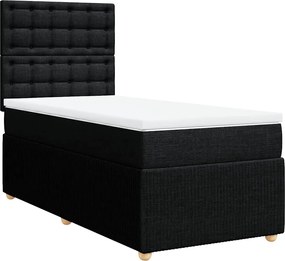 vidaXL Κρεβάτι Boxspring με Στρώμα Μαύρο 80 x 200 εκ. Υφασμάτινο