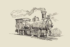Εικόνα τρένου σε ρετρό σχέδιο