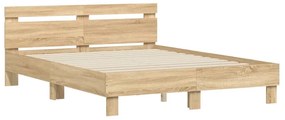 vidaXL Πλαίσιο Κρεβατιού με Κεφαλάρι Sonoma Δρυς 140x200εκ. Επεξ. Ξύλο