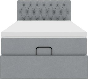 vidaXL Οθωμανικό κρεβάτι με στρώμα ανοιχτό γκρι 90x190cm ύφασμα