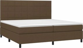 vidaXL Κρεβάτι Boxspring με Στρώμα &amp; LED Σκ.Καφέ 200x200εκ. Υφασμάτινο