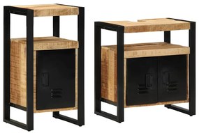 vidaXL Σετ Επίπλων Μπάνιου 2 pcs Καφέ Συμπαγές Χοντρό Ξύλο Μάνγκο