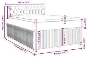 Κρεβάτι Boxspring με Στρώμα Μπλε 140x190 εκ. Βελούδινο - Μπλε