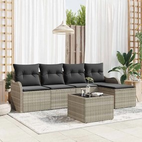 vidaXL Σετ Καναπέ Κήπου με μαξιλάρι 6 pcs Γκρι Πολυ ράταν