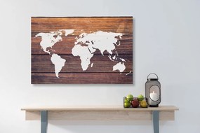 Εικόνα παγκόσμιου χάρτη με ξύλινο φόντο - 120x80
