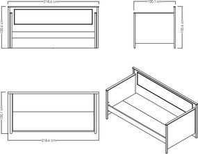 Καναπές Κρεβάτι Γκρι / Δρυς PECUBE 218.6x100.6x100