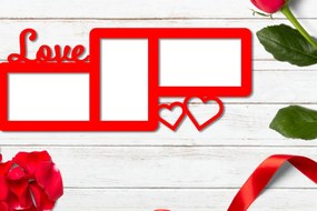 Intra απο ξύλο plywood Χρώμα wenge 3mm-4mm πάχος - Κομψή κορνίζα φωτογραφιών Love Cut με λέιζερ Δίασταση 20x25 cm INTRAFABR-109284539