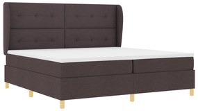 vidaXL κρεβάτι Box Spring με στρώμα  - Σκούρο Καφέ, 200x200 εκ., Ύφασμα