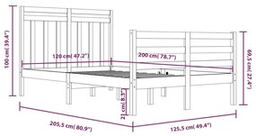 vidaXL Πλαίσιο Κρεβατιού 120 x 200 εκ. από Μασίφ Ξύλο