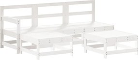 vidaXL Σαλόνι Κήπου Σετ 5 Τεμαχίων Λευκό από Μασίφ Ξύλο Πεύκου