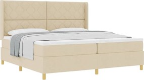 vidaXL Κρεβάτι με ελατήρια με στρώμα Κρεμ 200 x 200 cm ύφασμα