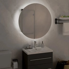 vidaXL Ντουλάπι Μπάνιου με Στρογγυλό Καθρέφτη&amp;LED Μαύρο 47x47x17,5 εκ.