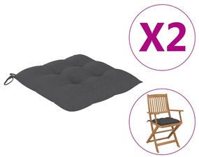 Μαξιλάρια Καρέκλας Κήπου 2 τεμ. Ανθρακί 40x40x7 εκ. Υφασμάτινα