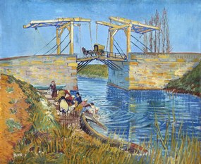 Αναπαραγωγή The Langlois Bridge at Arles with Women Washing (1888), Vincent van Gogh