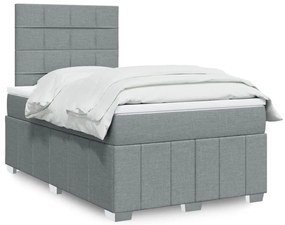 vidaXL Κρεβάτι Boxspring με Στρώμα Ανοιχτό Γκρι 120x190 εκ. Υφασμάτινο