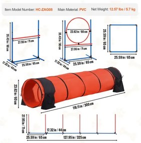 VEVOR Dog Agility Training Equipment 5 PCS Upgrade w/ Hurdles Extended Tunnel