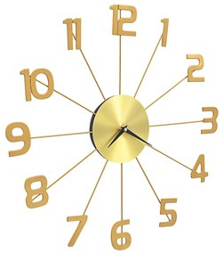 vidaXL Ρολόι Τοίχου Χρυσό 50 εκ. Μεταλλικό