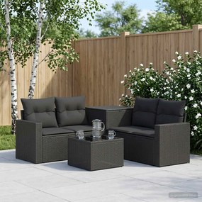 vidaXL Σετ Καναπέ 6 τμχ. Μαύρο 55 x 55 x 37 εκ Πολυ-ρακί και Χάλυβας