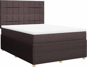 vidaXL Κρεβάτι Boxspring με Στρώμα Σκούρο Καφέ 140x200 εκ Υφασμάτινο