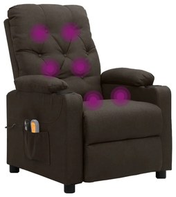 vidaXL Πολυθρόνα Μασάζ Ηλεκτρική Σκούρο Καφέ Υφασμάτινη