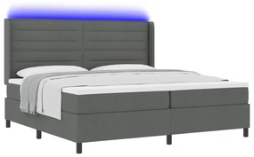 vidaXL Κρεβάτι με Στρώμα & LED  Σκούρο Γκρι 200x200 εκ. Υφασμάτινο