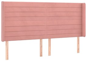 vidaXL Κρεβάτι Boxspring με Στρώμα &amp; LED Ροζ 200x200 εκ. Βελούδινο