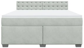 vidaXL Κρεβάτι Boxspring με Στρώμα Ανοιχτό Γκρι 180x200 εκ. Βελούδινο