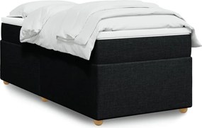 vidaXL Κρεβάτι Boxspring με Στρώμα Μαύρο 100 x 200 εκ. Υφασμάτινο
