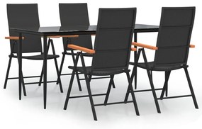 vidaXL Σετ Τραπεζαρίας Κήπου 5 Τεμαχίων Μαύρο/Καφέ από Συνθετικό Ρατάν