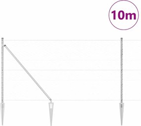 vidaXL Εξωτερική εξάγωνη περίφραξη με στήλη 10 x 1 m Ασημί Δίχτυ