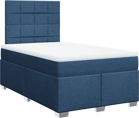 vidaXL Κρεβάτι Boxspring με Στρώμα Μπλε 120x200 εκ. Υφασμάτινο