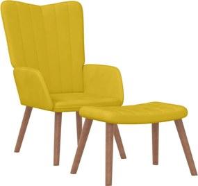 vidaXL Πολυθρόνα Relax Κίτρινη Μουσταρδί Βελούδινη με Σκαμπό