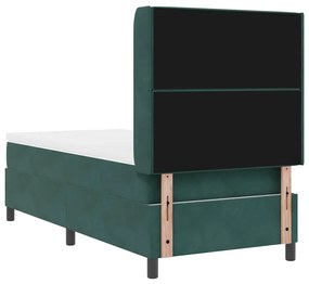 vidaXL Κρεβάτι με ελατήρια Σκούρο πράσινο 90 x 190 cm Βελούδο