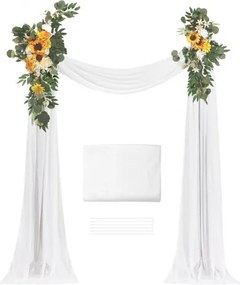 VEVOR Artificial Wedding Arch Flowers Kit Yellow With 2 Pcs Flowers 1 Pcs Drapes