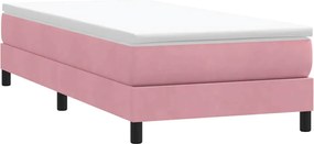 vidaXL Κρεβάτι Boxspring με Στρώμα Ροζ 80x220 εκ. Βελούδινο