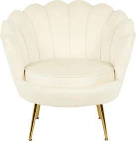 Πολυθρόνα Daimon βελούδο σε λευκό-χρυσό απόχρωση 79x74x78εκ 79x74x78 εκ.