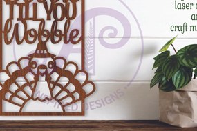 Σετ των 2 Intra απο ξύλο plywood Χρώμα wenge 3mm-4mm πάχος - Gobble Till You Wobble Τοίχος της Ημέρας των Ευχαριστιών Δίασταση 15x15 cm INTRAFABR-120084518