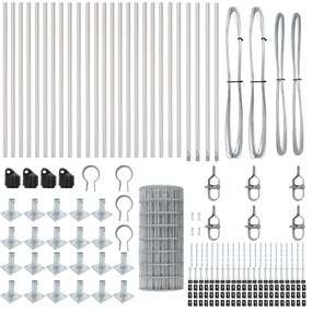 vidaXL Euro Fence με 13 Φλαντζωτές Στηλές 0.4x50 m Γαλβανισμένος Χάλυβας