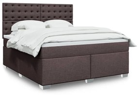 Κρεβάτι Boxspring με Στρώμα Σκούρο Καφέ 180x200 εκ Υφασμάτινο