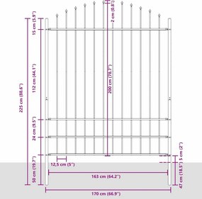 vidaXL Φράχτης Κήπου 4 pcs Γκρι 170 x 225 cm