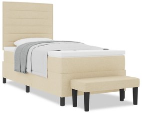 vidaXL Κρεβάτι με Σπαστό Στρώμα & Πάγκο Κρεμ 100x200 εκ Ύφασμα