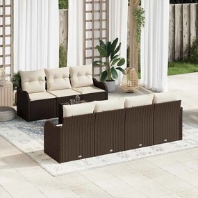 vidaXL Σετ Καναπέ Κήπου 8 pcs Καφέ 55 x 55 x 37 εκ Πολυ ράταν