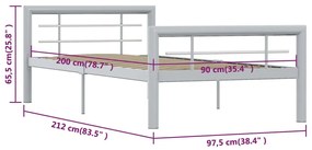 vidaXL Πλαίσιο Κρεβατιού Γκρι / Λευκό 90 x 200 εκ. Μεταλλικό
