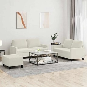 vidaXL Πολυθρόνες Σετ 3 Τεμαχίων Κρεμ από Βελούδο με Μαξιλάρια