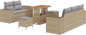 vidaXL Σετ Καναπέ Κήπου 8 pcs Μπέζ και Ανοιχτό Γκρι Πολυ Ρατάν