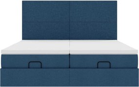 vidaXL Οθωμανικό κρεβάτι με στρώματα μπλε 200x200cm ύφασμα