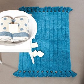 Πατάκι Μπάνιου Nova 01 Blue Kentia 60 x 90 100% Cotton