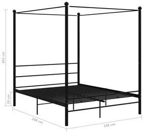 vidaXL Πλαίσιο Κρεβατιού με Ουρανό Μαύρο 160 x 200 εκ. Μεταλλικό